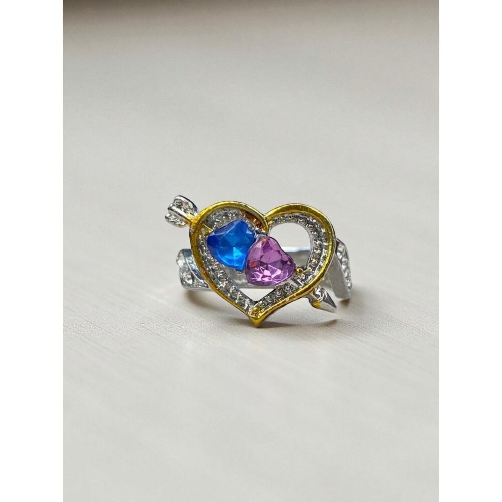 Gold & Silver Tone  Hidden Message Heart Ring Size 6